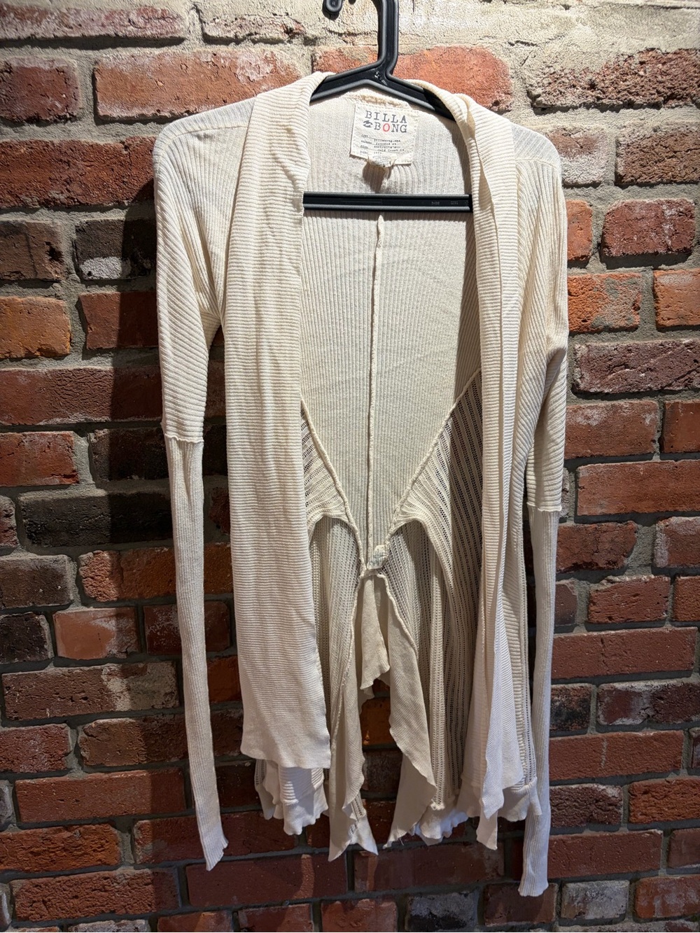 Billabong Cream Open-Front Ribbed Cardigan